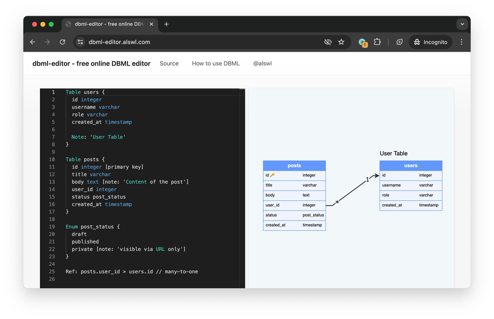 dbml-editor screenshot